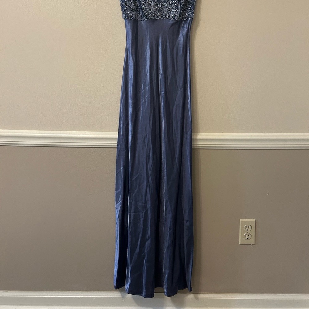 ▪️sold on depop▪️ 90s blue silver formal maxi dress floral y2k prom long dress - Picture 3 of 15